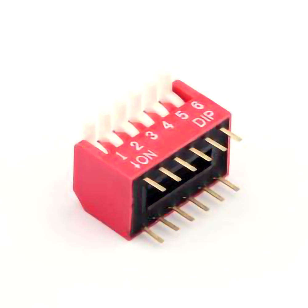 TE-06 DIP switch red 06P-180 degrees 6PIN spacing 2.54mm vertical plug-in side dial key type 6-bit DIP