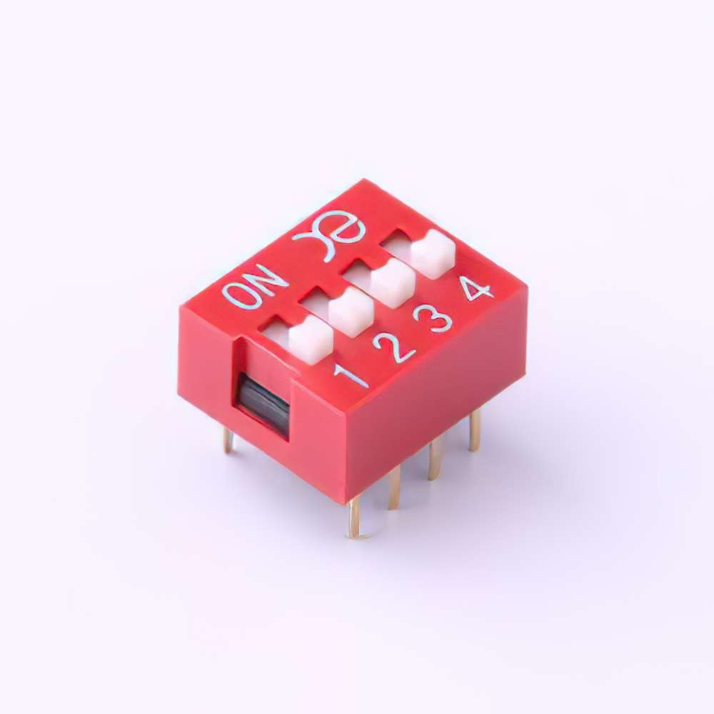 DSWB04LHGET Pitch 2.54mm flat dial, raised 4-position DIP switch