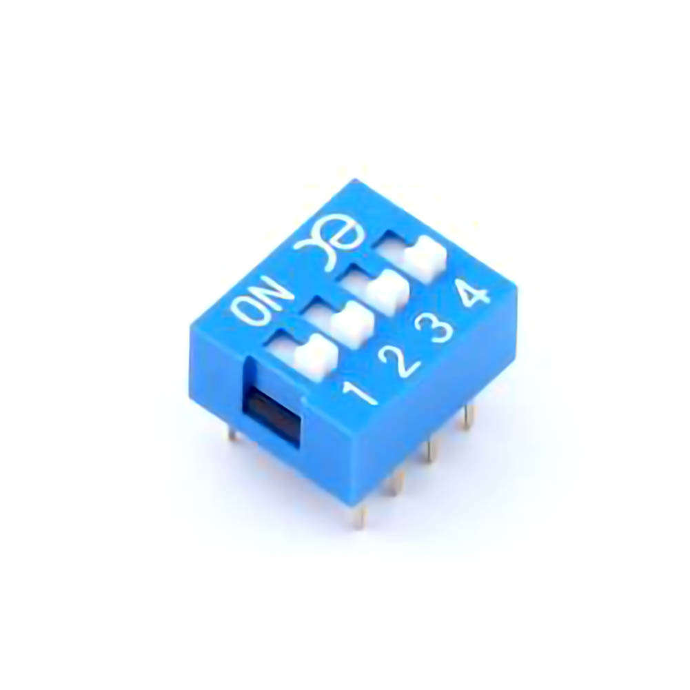 DSWB04LHGETB Blue wide body 4-position top dial plug-in DIP switch